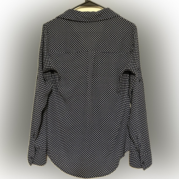 Express Portofino polka dot Navy longsleeve shirt size Small - Picture 4 of 4